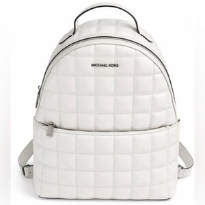 Michael Kors Sheila Quilted Leather Backpack White NWT Authentic